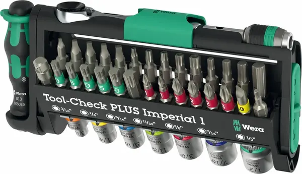 Wera 049060 Šroubovací bity, hlavice a ráčna Zyklop 1/4" Tool-Check PLUS Imperial 1 - palc