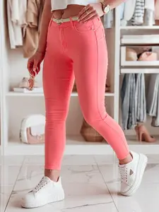 Dámske skinny rifle VIVASKIN s opaskom, svetloružové