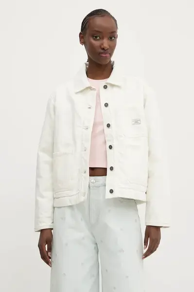 Džínová bunda Guess Jeans bílá barva, přechodná, W4BN65 D5J31