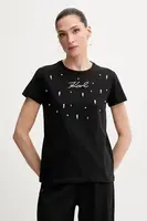 Bavlněné tričko Karl Lagerfeld černá barva, A2W17120