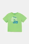 Dětské bavlněné tričko United Colors of Benetton zelená barva, s potiskem, 3JERG10JQ