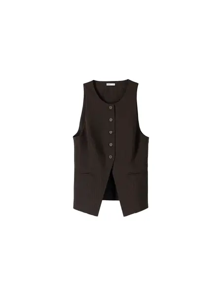 Bershka Vesta k obleku  tmavohnedá / tmavosivá