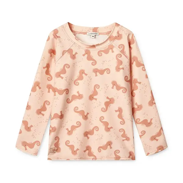 Plavecké tričko s dlouhým rukávem Liewood Noah Printed Longsleeve Swim Tee oranžová barva, LW19977
