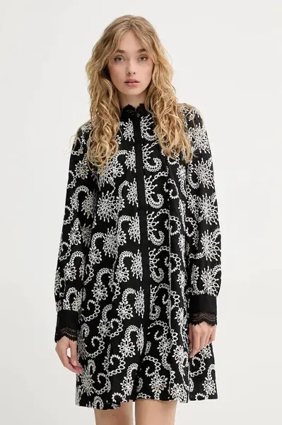 Bavlněné šaty Bruuns Bazaar černá barva, mini, BBW4378