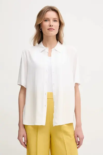 Košile United Colors of Benetton dámská, bílá barva, regular, s klasickým límcem, 5WPWDQ0B1