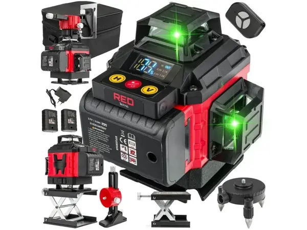 Křížový laser 360° samonivelační, 4D, zelený RED TECHNIC
