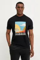 Bavlněné tričko Napapijri S-Arbia černá barva, s potiskem, NP0A4IE39411
