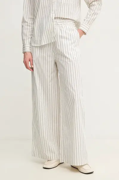 Bavlněné kalhoty MAX&Co. dámské, bílá barva, široké, high waist, 2516131094200