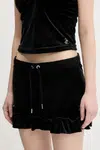 Velurová sukně Juicy Couture RUFFLE černá barva, mini, JCWGS125328