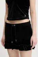 Velurová sukně Juicy Couture RUFFLE černá barva, mini, JCWGS125328