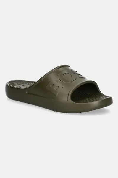 Pantofle BOSS Darian pánské, zelená barva, 50498207