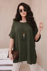 Kesi Włoski Oversized blúzka s príveskom khaki