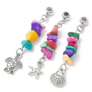 Dyed Synthetic Turquoise Chip Pendants