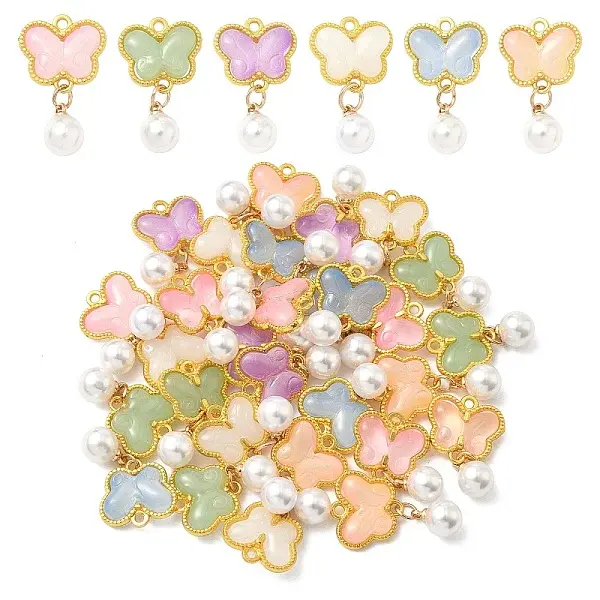 30Pcs 6 Colors Handmade Lampwork Pendants