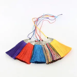 Polyester Tassel Pendant Decorations with Antique Silver CCB Plastic Findings