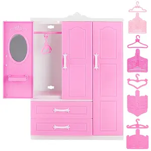 1 Set Plastic Doll Wardrobe