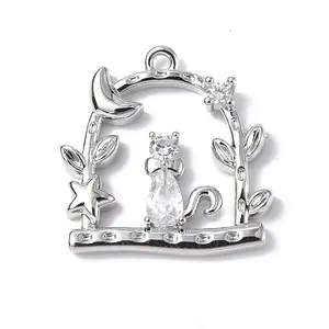 Brass Micro Pave Cubic Zirconia Pendants