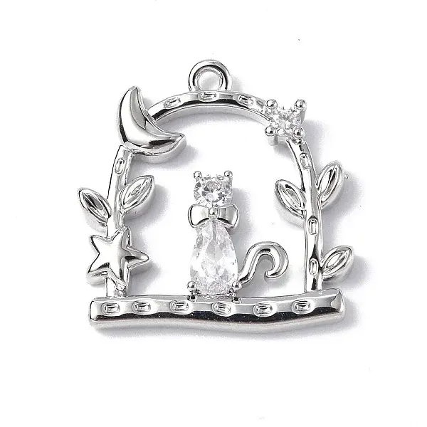 Brass Micro Pave Cubic Zirconia Pendants