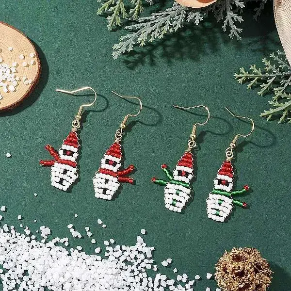 2 Pairs TOHO Round Seed Beads Dangle Earrings