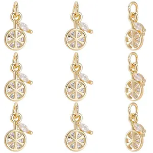 12Pcs Fruits Brass Micro Pave Cubic Zirconia Charms