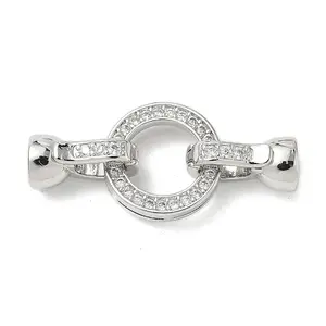 Brass Micro Pave Clear Cubic Zirconia Fold Over Clasps
