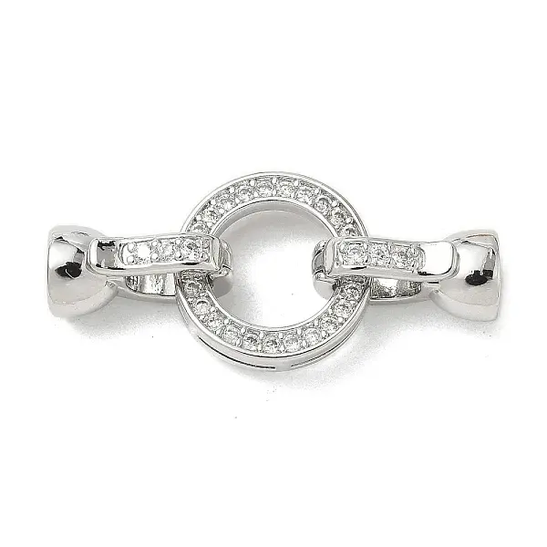 Brass Micro Pave Clear Cubic Zirconia Fold Over Clasps