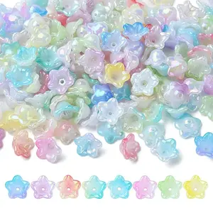200Pcs 8 Colors Iridescent Acrylic Bead Caps