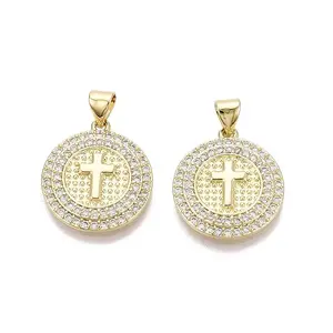 Religion Brass Micro Pave Clear Cubic Zirconia Pendants