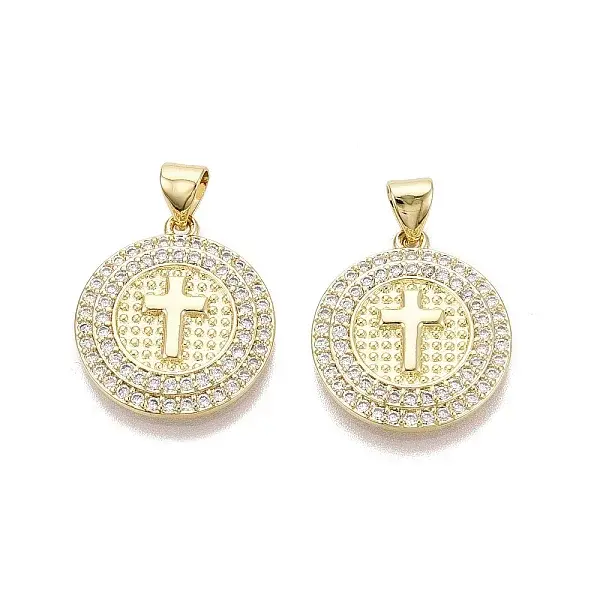 Religion Brass Micro Pave Clear Cubic Zirconia Pendants