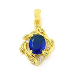 Brass Micro Pave Blue Cubic Zirconia Pendants