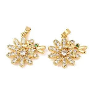 Brass Micro Pave Clear Cubic Zirconia Pendants