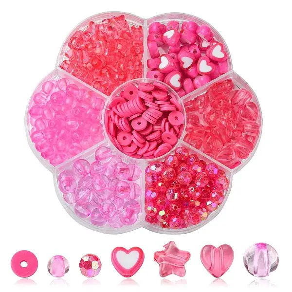 380Pcs 7 Styles Acrylic Beads