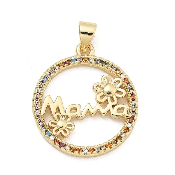 Mother's Day Brass Micro Pave Cubic Zirconia Pendants