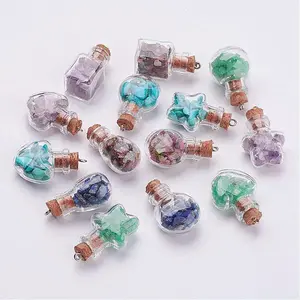 Clear Glass Bottle Natural & Synthetic Mixed Stone Pendant Decorations