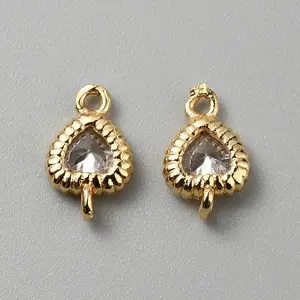 Brass Pave Clear Cubic Zirconia Connector Charms