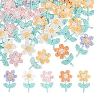 50Pcs 5 Colors Flower Polyester Embroidery Costume Accessories