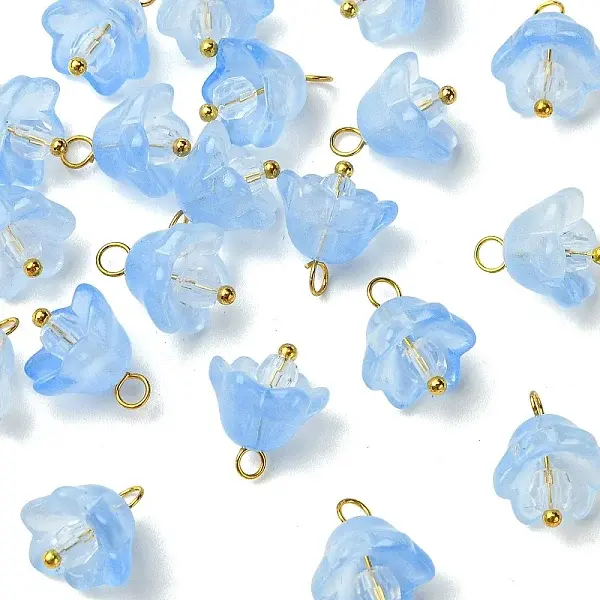 20Pcs Glass & Acrylic Flower Pendants