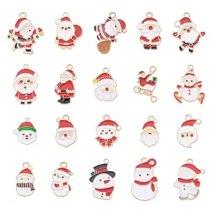 60Pcs 20 Styles Christmas Alloy Enamel Pendants