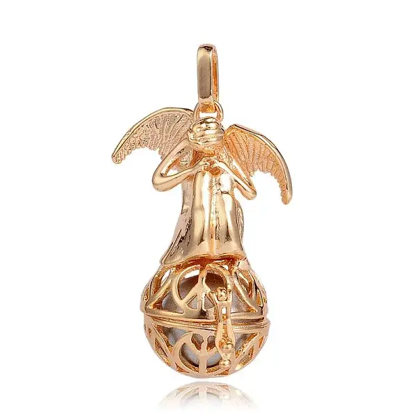 Golden Plated Brass Hollow Round Cage Pendants