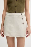Kalhotová sukně Pepe Jeans dámská, béžová barva, hladká, medium waist, PL901224
