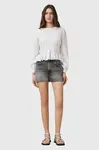 Džínové šortky AllSaints TATE dámské, šedá barva, high waist, W076EC