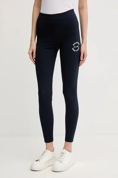 Legíny Tommy Hilfiger dámské, tmavomodrá barva, s potiskem, UW0UW05893
