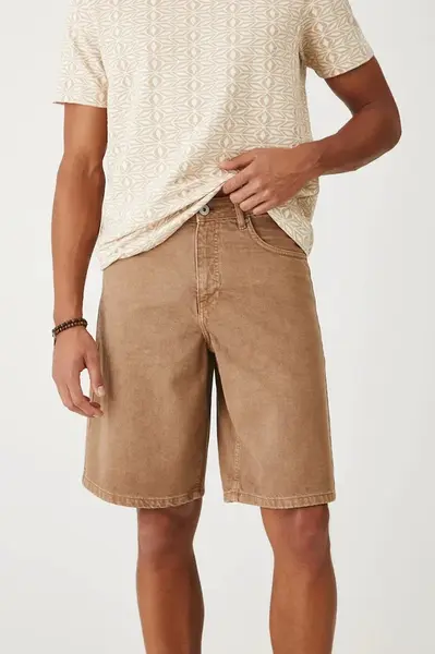 Bavlněné riflové kraťasy Medicine pánské, béžová barva