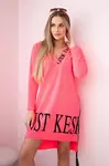 Dress with a hood and a pink neon print