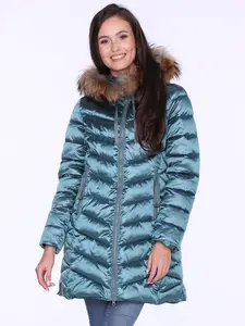 PERSO Woman's Women's winter jacket with natural fur on the hood,casual style