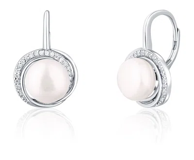 JwL Luxury Pearls Luxusní stříbrné náušnice s perlou a zirkony JL0738