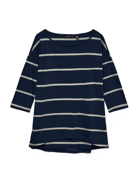 VERO MODA Tričko 'VMDINA'  krémová / tmavomodrá