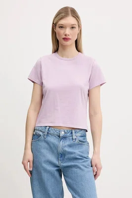 Bavlněné tričko Abercrombie & Fitch fialová barva, KI139-5308