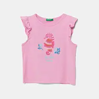 Dětské bavlněné tričko United Colors of Benetton růžová barva, 3I1XG10JK