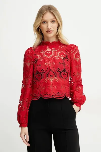 Halenka Morgan OMBRE dámská, červená barva, hladká, OMBRE